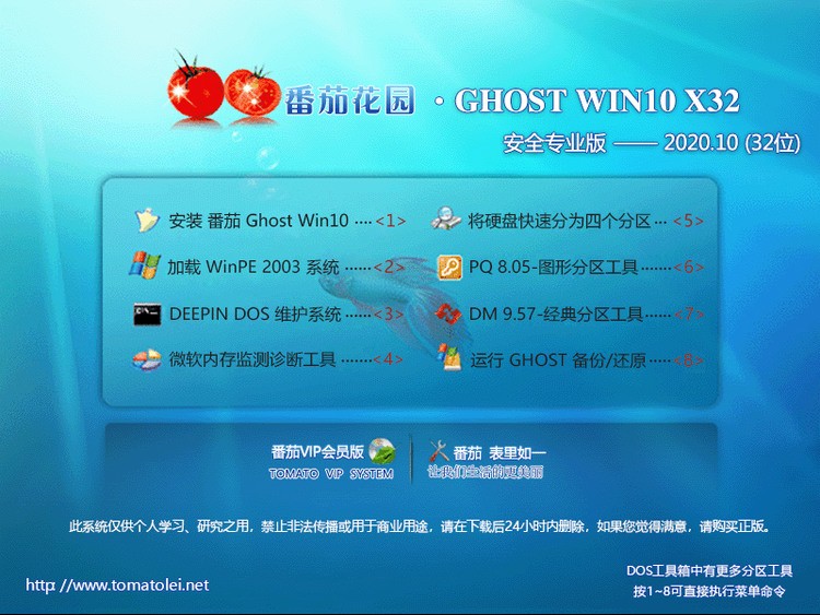 番茄花园 Ghost Win10 X86 美化版 202010 (32位)